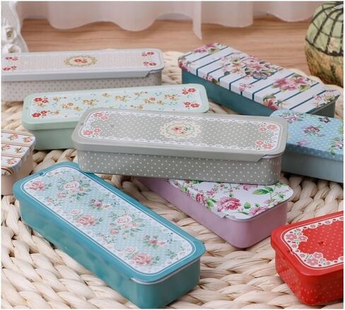 RAYNAG 8 عبوات معدنية صغيرة منزلق علوي من القصدير، صندوق محمول لتخزين الحرف اليدوية، نمط عشوائي in Kuwait