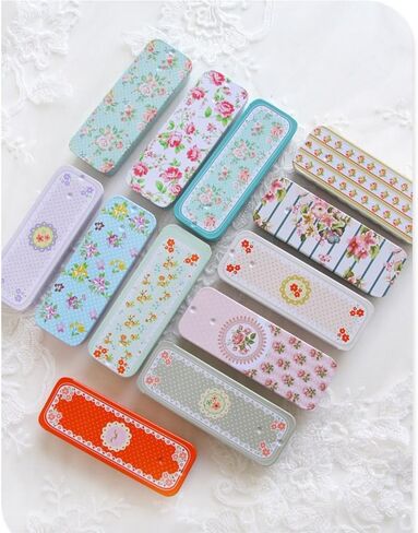 RAYNAG 8 عبوات معدنية صغيرة منزلق علوي من القصدير، صندوق محمول لتخزين الحرف اليدوية، نمط عشوائي in Kuwait