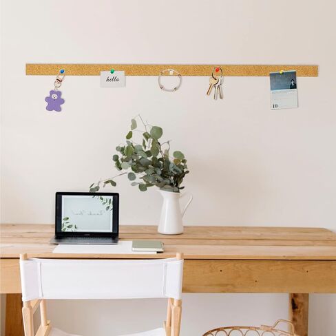 شرائط شريط نشرات صغيرة للوحة الفلين، شريطان من الفلين مع لاصق ذاتي، لوحة دبوس للجدران، المذكرات، المكتب، المنزل، المطبخ، المدرسة، المكتب، كل لفة 48 بوصة × 0.79 بوصة - سمك 9 مم in Kuwait