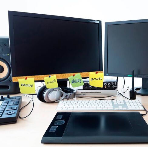 شرائط شريط نشرات صغيرة للوحة الفلين، شريطان من الفلين مع لاصق ذاتي، لوحة دبوس للجدران، المذكرات، المكتب، المنزل، المطبخ، المدرسة، المكتب، كل لفة 48 بوصة × 0.79 بوصة - سمك 9 مم in Kuwait