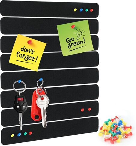 Self-Adhesive Felt Pin Bulletin Board Decorations - Wall Cork Board Sheet Lightweight Felt Strips with Adhesive Backing Includes 8 Felt Strips and 30 Pushpins for Classroom, Office in Saudi Arabia