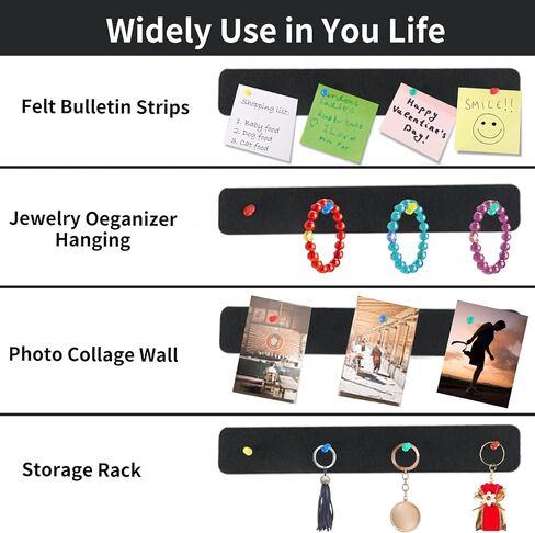 Self-Adhesive Felt Pin Bulletin Board Decorations - Wall Cork Board Sheet Lightweight Felt Strips with Adhesive Backing Includes 8 Felt Strips and 30 Pushpins for Classroom, Office in Saudi Arabia