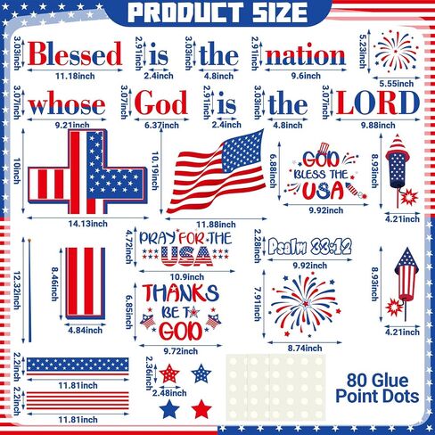 67 Pcs 4th of July Bulletin Board God Bless The USA Bulletin Board American Flag Cross Cutouts 3D Paper Flower Independence Day Patriotic Christian Religious Classroom Sunday School Decoration in Saudi Arabia