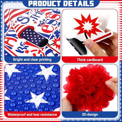 67 Pcs 4th of July Bulletin Board God Bless The USA Bulletin Board American Flag Cross Cutouts 3D Paper Flower Independence Day Patriotic Christian Religious Classroom Sunday School Decoration in Saudi Arabia