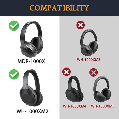 وسائد أذن بديلة من جل التبريد من SOULWIT لسماعات الرأس Sony WH-1000XM2 (WH1000XM2) وMDR-1000X (MDR1000X)، وسادات الأذن مع رغوة عازلة للضوضاء، وسمك إضافي (أسود) in Kuwait