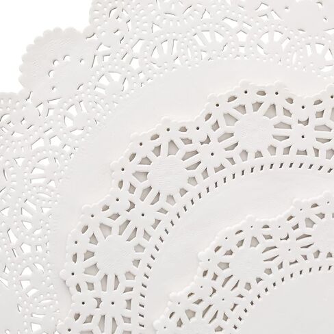 Juvale 150 Pack Round White Paper Doilies for Crafts, Tableware Decor, Parties, Wedding, Assorted Size Charger Plates for Cakes, Desserts (6.5, 8.5, and 10.5 Inch) in Kuwait