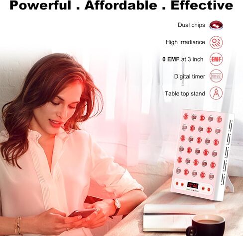 Red Light Therapy, Portable Red Near Infrared Light 660nm 850nm with 30 Clinical Grade Dual Chips LEDs & Timer, High Power Panel lamp for Skin Health, Body Recovery, Pain Relief (20W) in Saudi Arabia