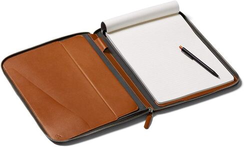 Bellroy Work Folio A4 (Premium Leather Portfolio, Zipper Closure, Organizers A4 Notebooks, Pens, Phone, Cards & More) - Caramel in Saudi Arabia