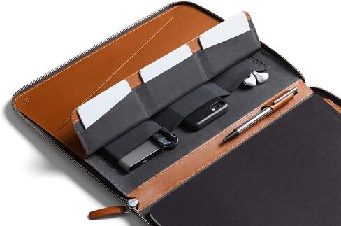 Bellroy Work Folio A4 (Premium Leather Portfolio, Zipper Closure, Organizers A4 Notebooks, Pens, Phone, Cards & More) - Caramel in Saudi Arabia