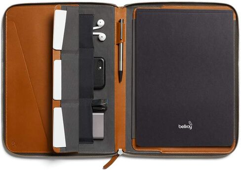 Bellroy Work Folio A4 (Premium Leather Portfolio, Zipper Closure, Organizers A4 Notebooks, Pens, Phone, Cards & More) - Caramel in Saudi Arabia