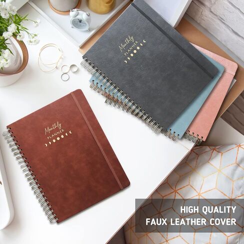 مخطط الحياة الأسبوعي والشهري - منظم، مجلة الامتنان - غير مؤرخ، سنة واحدة - غطاء بني فاخر، مخطط ربط مزدوج الأسلاك، أكثر من 100 ملصق، فواصل ملونة متضمنة (11 بوصة × 8.5 بوصة) in Kuwait