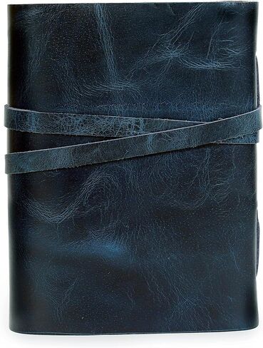 Vintage Leather Journal - Antique Handmade Leather Bound Journal with Old Fashioned Deckle Edge Paper - Drawing Journal Perfect for Writing, a Book of Shadows Journal (7 inch Royal Blue Key Closure) in Saudi Arabia