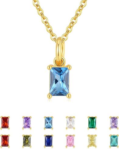 Gold Birthstone Necklace for Women Girls, Diamond Dainty Emerald Necklace for Women Mothers, Cubic Zirconia Pendant Necklace Jewelry Birthday Gift for Her Mom Wife Girlfriend Daughter in Saudi Arabia