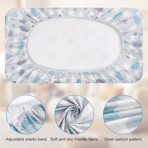 Bassinet Sheet Set Halo Bassinest Fitted Sheets 2 Pieces Fits Rectangle Oval Halo Hourglass Mattress Stretchy Fitted Bassinet Sheets Soft Comfortable Boys Girls Unisex (Baby Whale & Hedgehog) in Saudi Arabia