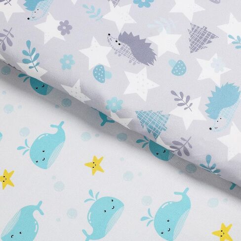 Bassinet Sheet Set Halo Bassinest Fitted Sheets 2 Pieces Fits Rectangle Oval Halo Hourglass Mattress Stretchy Fitted Bassinet Sheets Soft Comfortable Boys Girls Unisex (Baby Whale & Hedgehog) in Saudi Arabia