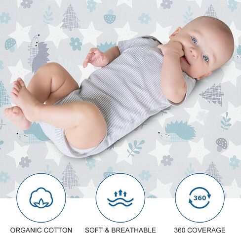 Bassinet Sheet Set Halo Bassinest Fitted Sheets 2 Pieces Fits Rectangle Oval Halo Hourglass Mattress Stretchy Fitted Bassinet Sheets Soft Comfortable Boys Girls Unisex (Baby Whale & Hedgehog) in Saudi Arabia