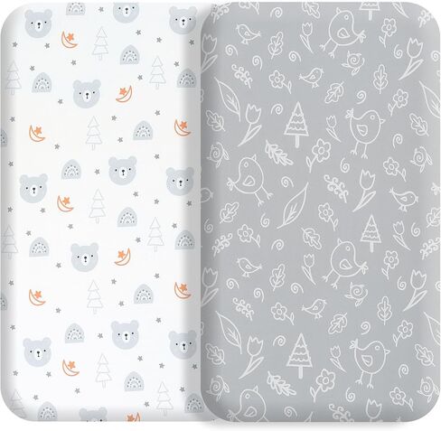 Bassinet Sheet Set Halo Bassinest Fitted Sheets 2 Pieces Fits Rectangle Oval Halo Hourglass Mattress Stretchy Fitted Bassinet Sheets Soft Comfortable Boys Girls Unisex (Baby Whale & Hedgehog) in Saudi Arabia