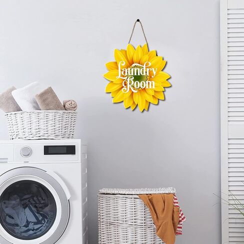 Sunflower Bathroom Wood Sign Door Hanger 12 Inch Sunflower Wreath for Wall Spring Summer Fall Hanging Signs for Bathroom Home Decor Indoor Outdoor in Saudi Arabia