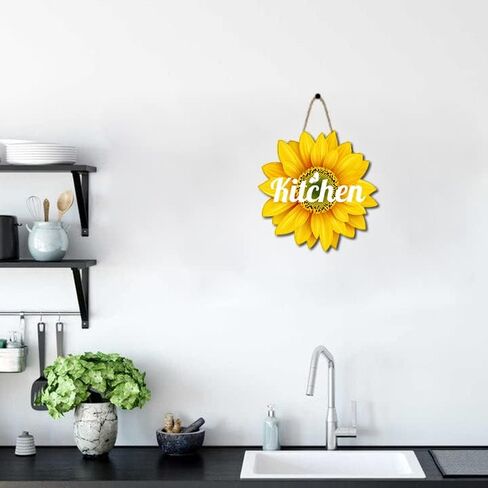 Sunflower Bathroom Wood Sign Door Hanger 12 Inch Sunflower Wreath for Wall Spring Summer Fall Hanging Signs for Bathroom Home Decor Indoor Outdoor in Saudi Arabia