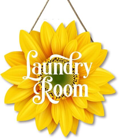 Sunflower Bathroom Wood Sign Door Hanger 12 Inch Sunflower Wreath for Wall Spring Summer Fall Hanging Signs for Bathroom Home Decor Indoor Outdoor in Saudi Arabia