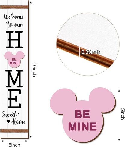 علامة ترحيب بالماوس مقاس 46.5 بوصة لوقوف الشرفة الأمامية، 13 قطعة من أكاليل الترحيب الخشبية القابلة للتبديل، لافتات باب ترحيب رأسية للصيف في الهواء الطلق، ديكور منزلي موسمي جميل in Kuwait