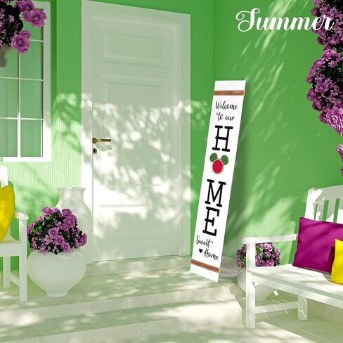 علامة ترحيب بالماوس مقاس 46.5 بوصة لوقوف الشرفة الأمامية، 13 قطعة من أكاليل الترحيب الخشبية القابلة للتبديل، لافتات باب ترحيب رأسية للصيف في الهواء الطلق، ديكور منزلي موسمي جميل in Kuwait