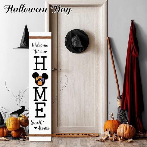 علامة ترحيب بالماوس مقاس 46.5 بوصة لوقوف الشرفة الأمامية، 13 قطعة من أكاليل الترحيب الخشبية القابلة للتبديل، لافتات باب ترحيب رأسية للصيف في الهواء الطلق، ديكور منزلي موسمي جميل in Kuwait