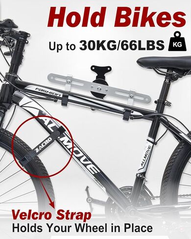 شماعة تثبيت على الحائط للدراجة من Zacro، مرآب حامل الدراجة قابل للتعديل، حامل جداري قوي للدراجة، حامل أفقي للدراجة لتخزين الدراجة في الأماكن المغلقة، مناسب للدراجات الجبلية الهجينة على الطرق مع قطعتين من أشرطة حامل الدراجة in Kuwait