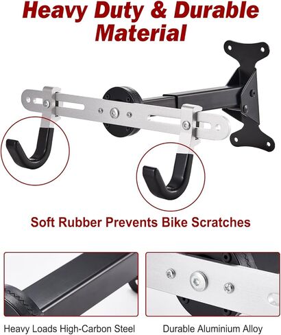 شماعة تثبيت على الحائط للدراجة من Zacro، مرآب حامل الدراجة قابل للتعديل، حامل جداري قوي للدراجة، حامل أفقي للدراجة لتخزين الدراجة في الأماكن المغلقة، مناسب للدراجات الجبلية الهجينة على الطرق مع قطعتين من أشرطة حامل الدراجة in Kuwait