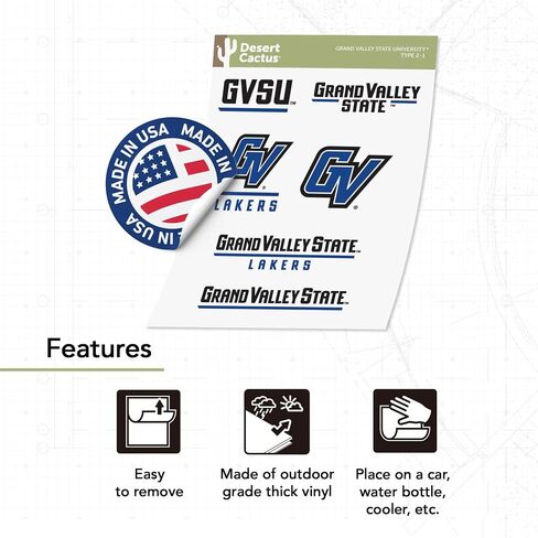 Desert Cactus Grand Valley State University Sticker GVSU Lakers Stickers Vinyl Decals Laptop Water Bottle Car Scrapbook T2 (Type 2) in Saudi Arabia