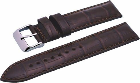 REV ITAL331 20mm 22mm 24mm Black Brown Patterned Padded Genuine Leather Replacement Strap in Kuwait