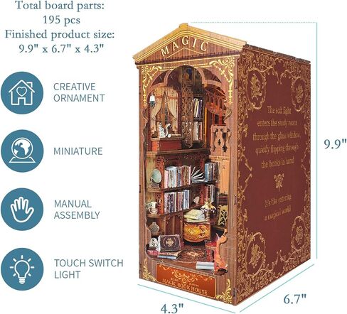 مجموعة أدوات كتاب DIY، كتاب DIY Dollhouse Booknook، كتاب سحري، نهايات كتب ألغاز خشبية ثلاثية الأبعاد، مجموعات مصغرة لزوايا الكتب مع ضوء LED للبالغين (SQ06) in Kuwait