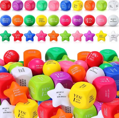 60 Pcs Stress Balls Motivational Anxiety Stress Relief Ball Star Hand Exercise Balls Inspirational Stress Toy Bulk Encouraging Gifts for Coworkers Adults Girls Boys Anxiety Fidget Relief in Saudi Arabia