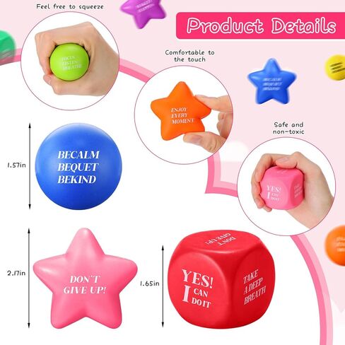 60 Pcs Stress Balls Motivational Anxiety Stress Relief Ball Star Hand Exercise Balls Inspirational Stress Toy Bulk Encouraging Gifts for Coworkers Adults Girls Boys Anxiety Fidget Relief in Saudi Arabia