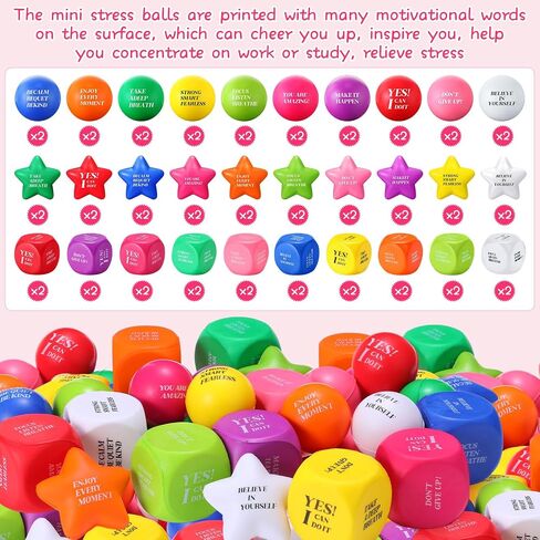 60 Pcs Stress Balls Motivational Anxiety Stress Relief Ball Star Hand Exercise Balls Inspirational Stress Toy Bulk Encouraging Gifts for Coworkers Adults Girls Boys Anxiety Fidget Relief in Saudi Arabia