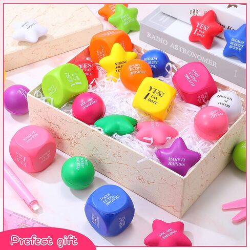 60 Pcs Stress Balls Motivational Anxiety Stress Relief Ball Star Hand Exercise Balls Inspirational Stress Toy Bulk Encouraging Gifts for Coworkers Adults Girls Boys Anxiety Fidget Relief in Saudi Arabia