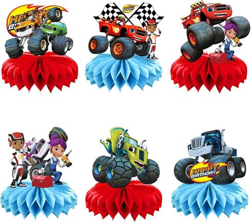 6 قطع من قطعة مركزية للطاولة على شكل قرص العسل من Blaze and the Monster Machines، لوازم الحفلات التي تحمل طابع Blaze، وBlaze and the Monster Machines لتزيين سطح المكتب لحفلات أعياد الميلاد للأطفال in Kuwait