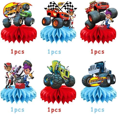 6 قطع من قطعة مركزية للطاولة على شكل قرص العسل من Blaze and the Monster Machines، لوازم الحفلات التي تحمل طابع Blaze، وBlaze and the Monster Machines لتزيين سطح المكتب لحفلات أعياد الميلاد للأطفال in Kuwait
