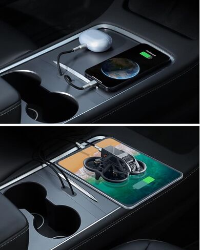 حامل كابل شحن لوحدة التحكم المركزية Tesla Model 3/Y (2021-2023)، منظم كابل شحن Type-C/USB لـ Tesla Model 3 / Model Y، Model 3 وملحقات Model Y، ملحقات Tesla in Kuwait