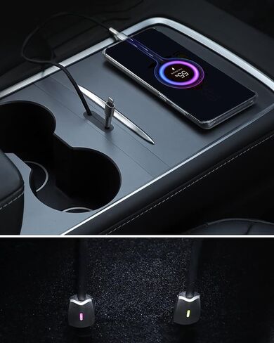 Charging Cable Holder for Tesla Model 3/Y (2021-2023) Center Console, Type-C/USB Charging Cable Organizer for Tesla Model 3 / Model Y, Model 3 & Model Y Accessories, Tesla Accessories in Saudi Arabia