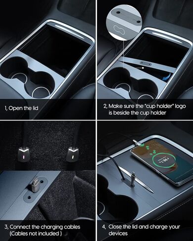 حامل كابل شحن لوحدة التحكم المركزية Tesla Model 3/Y (2021-2023)، منظم كابل شحن Type-C/USB لـ Tesla Model 3 / Model Y، Model 3 وملحقات Model Y، ملحقات Tesla in Kuwait