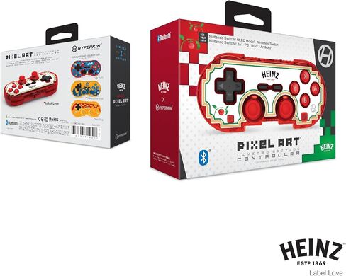 إصدار محدود من وحدة التحكم Bluetooth Heinz Pixel Art الرسمية من Hyperkin - مرخصة رسميًا - لجهاز Nintendo Switch®، والكمبيوتر الشخصي، وMac®، وAndroid®، وiOS® (Label Love) in Saudi Arabia