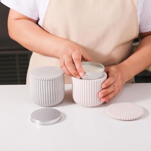 Boowan نيكول كاروسيل جرة شمعة مضلعة قوالب السيليكون لقوالب جرة شمعة الاسمنت ملموسة مع 6oz شمعة القصدير DIY تخزين ديكور المنزل (SH1031-1-3 + 2) in Kuwait