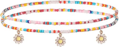 FUTIMELY Waist Bead Chains for Women Girls,Colorful Elastic Seed Beads Belly Body Chain with Butterfly Daisy Evil Eyes Pendent Beach African Jewelry in Saudi Arabia