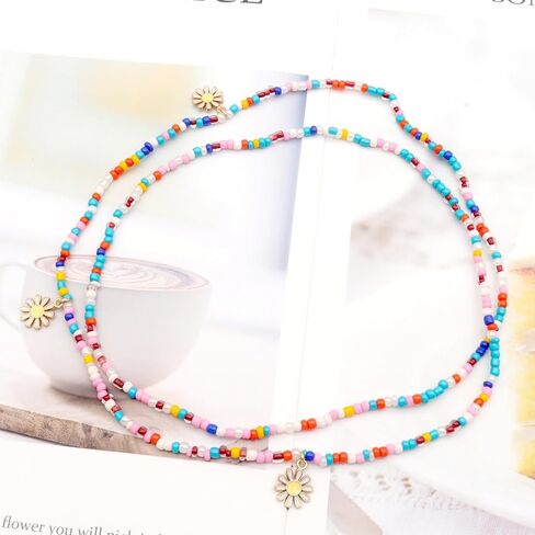 FUTIMELY Waist Bead Chains for Women Girls,Colorful Elastic Seed Beads Belly Body Chain with Butterfly Daisy Evil Eyes Pendent Beach African Jewelry in Saudi Arabia