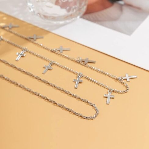 داينتي كروس طبقة مزدوجة الخصر سلسلة موضة الصيف بيكيني الشاطئ العصرية البطن الجسم سلسلة بار حفلة موسيقية الجسم مجوهرات اكسسوارات للنساء والفتيات (فضي) in Kuwait