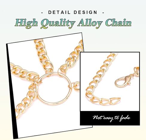 Nicute Fashion Body Chain مع قلادة ذهبية الصدر سلسلة الهذيان حزب البرازيلي بيكيني سلاسل ملهى ليلي الجسم مجوهرات التبعي للنساء والفتيات in Saudi Arabia