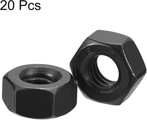 uxcell 1/4-20 UNC Hex Nuts, Carbon Steel Grade 8.8 Black Oxide Hexagon Nut for Screw Bolt, 20 of Pack in Saudi Arabia