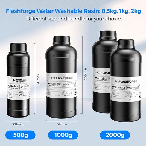 راتنج طابعة ثلاثية الأبعاد Flashforge 1 كجم، راتنج معالجة سريع للأشعة فوق البنفسجية 405 نانومتر سائل طابعة ثلاثية الأبعاد من راتنج فوتوبوليمر قياسي لطباعة LCD/DLP/SLA ثلاثية الأبعاد، دقة عالية وانكماش منخفض، رائحة منخفضة (رمادي ميكا، 1 كجم) in Saudi Arabia