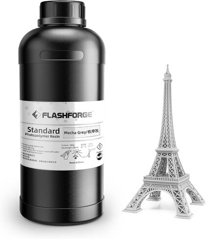راتنج طابعة ثلاثية الأبعاد Flashforge 1 كجم، راتنج معالجة سريع للأشعة فوق البنفسجية 405 نانومتر سائل طابعة ثلاثية الأبعاد من راتنج فوتوبوليمر قياسي لطباعة LCD/DLP/SLA ثلاثية الأبعاد، دقة عالية وانكماش منخفض، رائحة منخفضة (رمادي ميكا، 1 كجم) in Saudi Arabia
